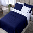 Jogo Cobre Leito Azul Marinho Solteiro Dupla Face Micropercal