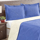 Jogo Cobre Leito Clássico Dupla Face Casal Padrão Azul 3 Peça