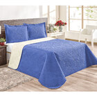 Jogo Cobre Leito Clássico Dupla Face Casal Padrão Azul 3 Peça