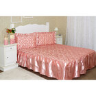 Jogo Colcha Casal Padrão Cetim Rosa Velho Matelada 3 Peças