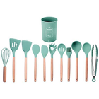 Jogo Colher Concha Espátula Silicone 12 Utensílios Turquesa