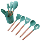 Jogo Colher Concha Espátula Silicone 12 Utensílios Turquesa