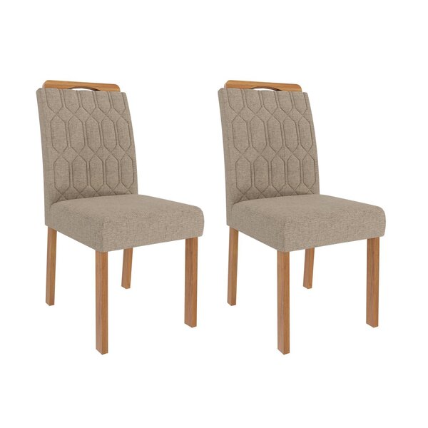 Jogo Com 02 Cadeiras Paola Wood Ii Madeira/linho Bege