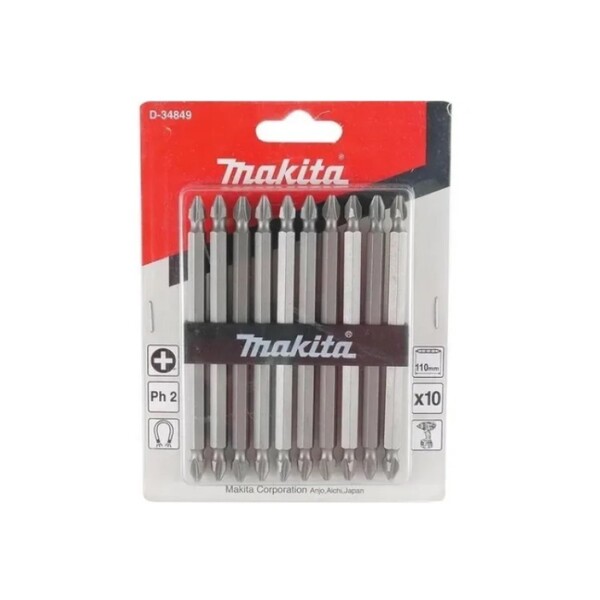 Jogo Com 10 Pontas Bits Duplas Ph2 110mm D-34849 - Makita