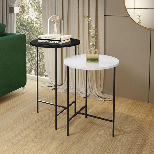 Jogo Com 2 Mesas De Mdf 15mm Redonda Para Sala De Estar Lírio