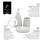 Jogo Com 3 Peças Para Banheiro Em Cerâmica Pale Grey 410 Ml -