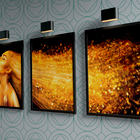 Jogo Com 3 Quadros Sala Grande Com Vidro Mulher Cabelos Doura