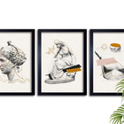 Jogo Com 3 Quadros Sala Grande Estátua De Mármore