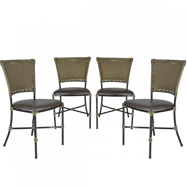 Jogo Com 4 Cadeiras Gramado Fibra Sintética Junco Para Área E