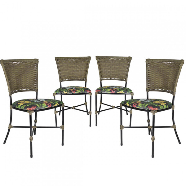 Jogo Com 4 Cadeiras Gramado Fibra Sintética Junco Para Área E