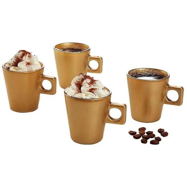Jogo Com 4 Xícaras Plain Coffee Time Em Vidro 80ml 25797