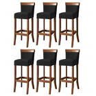 Jogo Com 6 Cadeira Para Bancada Banco Alto De Madeira Bar Coz
