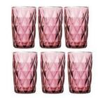 Jogo Com 6 Copos Matelassê Em Vidro 500ml Violeta