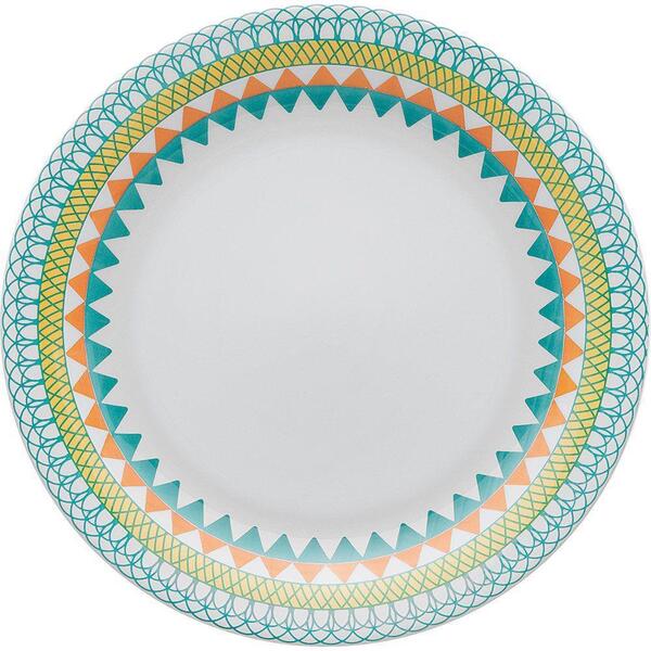 Jogo Com 6 Pratos De Mesa Raso 26cm Floreal Bilro Branco - Ox