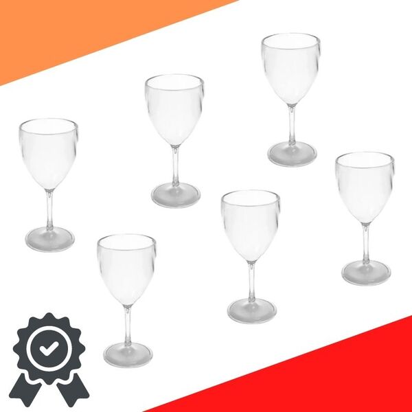 Jogo Com 6 Taças Para Vinho Sensação Em Acrílico Cristal 270