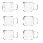 Jogo Com 6 Xícaras De Vidro Borossilicato Parede Dupla 80ml