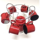 Jogo Com 6 Xícaras Esmaltadas 150ml + Bule 1700ml + Suporte