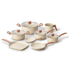 Jogo Com 8 Panelas Antiaderentes De Ceramica E Aluminio Bege