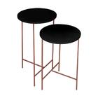 Jogo Com Mesa De Canto Redonda Para Sala De Estar Lírio Preto