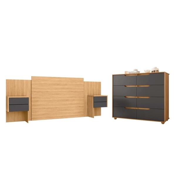 Jogo Cômoda E Cabeceira Bae Nature Titanium Flex