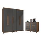 Jogo Cômoda E Guarda Roupa Kawasaki Cinamomo Grafite