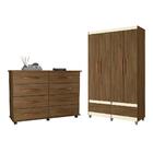 Jogo Cômoda E Roupeiro Shinzhen Freijó Pérola