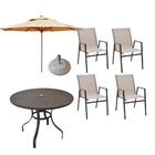 Jogo Conjunto De Mesa 4 Cadeiras + Ombrelone Piscina Jardim