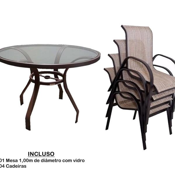 Jogo Conjunto De Mesa Para Piscina Com 4 Cadeiras