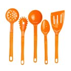 Jogo Conjunto De Talheres Nylon Utensílios Laranja 5 Peças