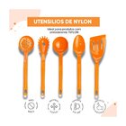 Jogo Conjunto De Talheres Nylon Utensílios Laranja 5 Peças