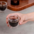 Jogo Copo De Café Vidro Borosilicato Parede Dupla 80ml 2 Peça