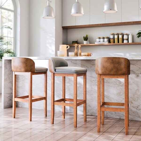 Jogo Cozinha Americana 3 Banquetas Detalhe Em Couro Estofado