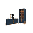 Jogo Cristaleira E Buffet 1.9 Bia Azul Cobalto Cedro