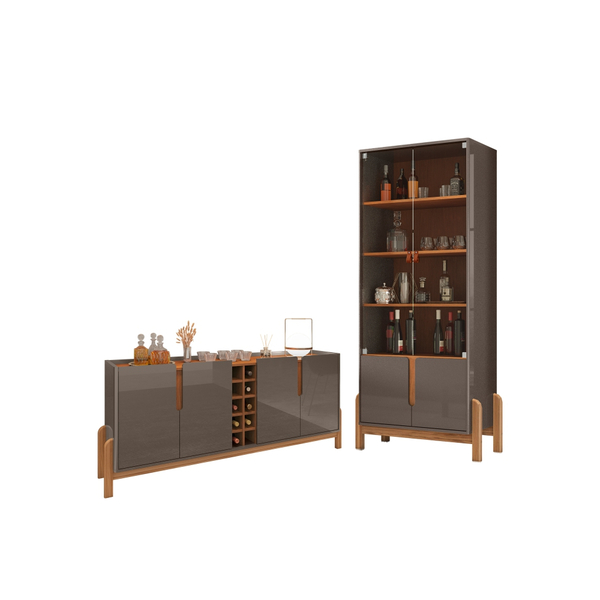 Jogo Cristaleira E Buffet 1.9 Bia Cinza Perola Cedro