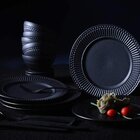 Jogo De 06 Pratos Rasos De Cerâmica Gabbro Preto Matte - Port