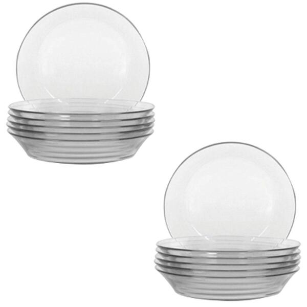 Jogo De 12 Pratos Fundos Astral Duralex 22,2cm Vidro Transpar