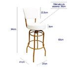 Jogo De 2 Banquetas Bar Giratória Com Encosto Estofado Altura