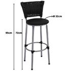 Jogo De 2 Banquetas Prata Junco Preto Assento Preto Com Bistr