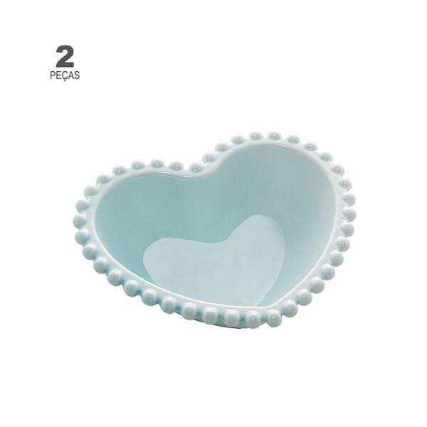 Jogo De 2 Bowls Wolff Beads De Porcelana Azul 15cm X 13cm X 5