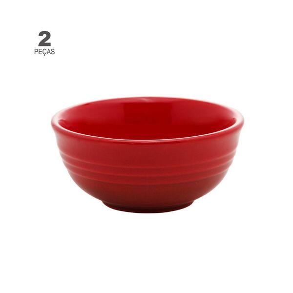 Jogo De 2 Bowls Wolff Retrô De Cerâmica Vermelho 10cm X 4,5cm