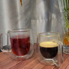 Jogo De 2 Canecas Parede Dupla Coffe Time Em Vidro Borossilic