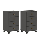 Jogo De 2 Mesas De Cabeceira 4 Gavetas Selte Grafito