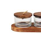 Jogo De 2 Petisqueiras Com Tampa E Suporte Em Madeira L'hermi