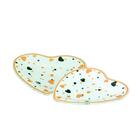 Jogo De 2 Pratos De Corações Rasos De Vidro Branco