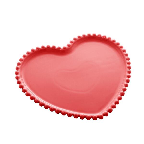 Jogo De 2 Pratos Wolff Heart Beads De Porcelana Vermelho 20cm