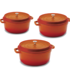 Jogo De 3 Caçarolas Revestimento Cerâmico Laranja Hercules
