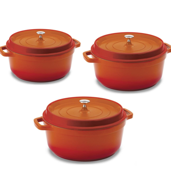 Jogo De 3 Caçarolas Revestimento Cerâmico Laranja Hercules