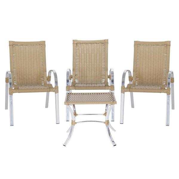 Jogo De 3 Cadeiras De Area Colombia E 1 Mesa Baixa Colombia E