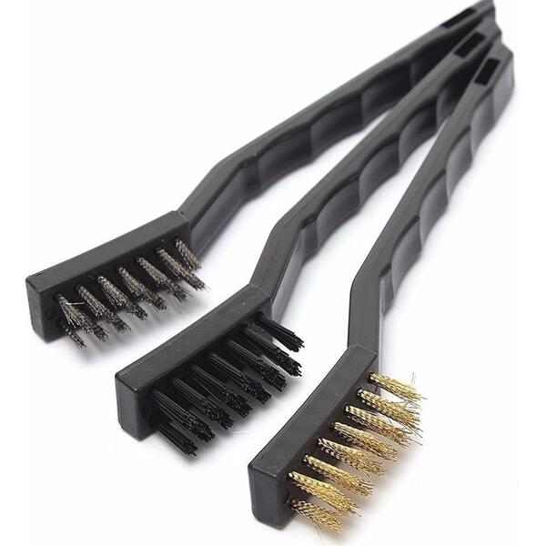 Jogo De 3 Escovas Aço Inox, Nylon E Latão