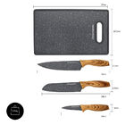 Jogo De 3 Facas Inox Hamilton Beach Com Tábua Grey Stone